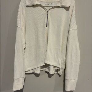 Abercrombie & Fitch Cream Quarter-Zip Sweatshirt